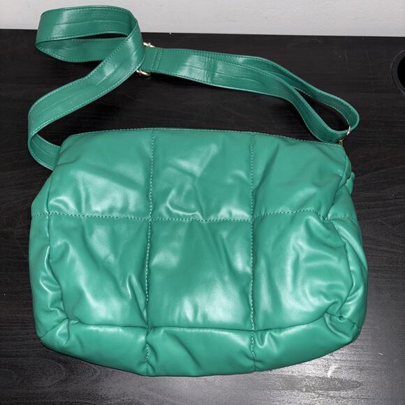 Anthropologie Edison Foldover Puffy Crossbody Bag Green NEW WITHOUT TAGS - Picture 3 of 11